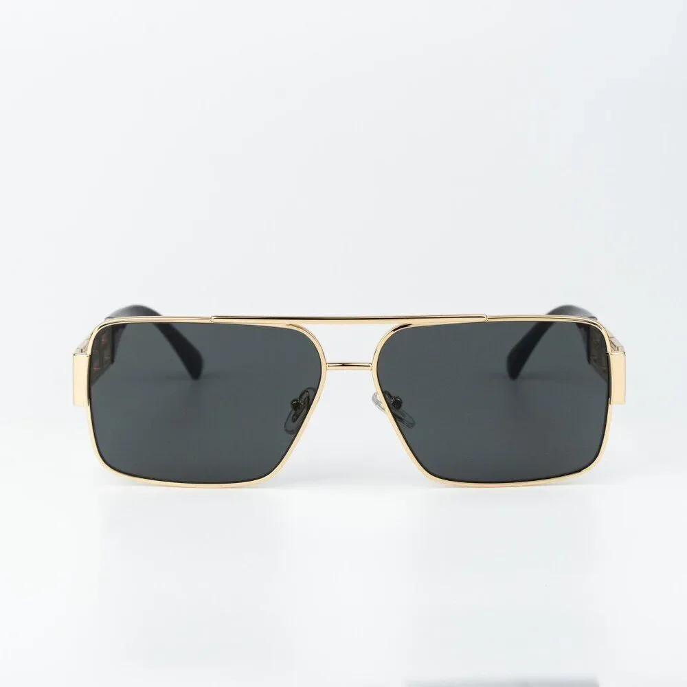 Versace Women Sunglasses Gold Grey Rectangle VE2290 100287 NEW AUTHENTIC